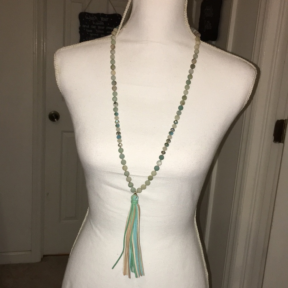 Beaded necklace with tassel